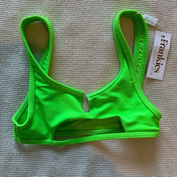 NWT Frankies Neon Green Bikini Top - Picture 1 of 5
